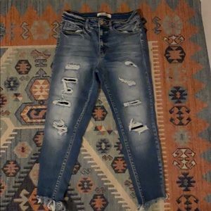 Distressed Ankle Jeans